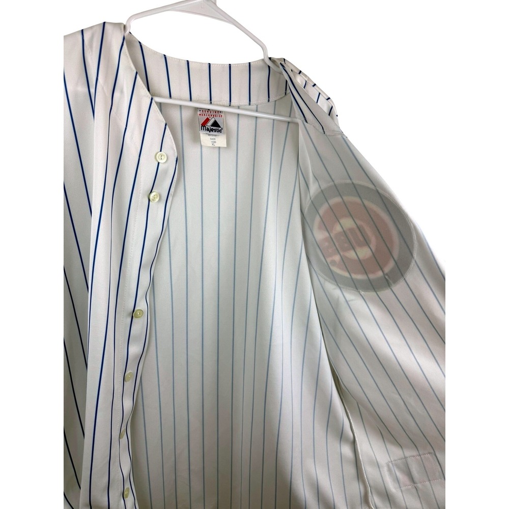Majestic Mens Chicago Cubs MLB Baseball Jersey White Blue Pinstripe XL 6400 - Picture 5 of 8